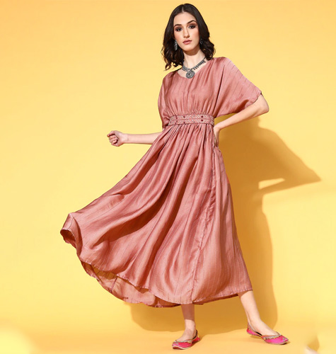 Women Pink Self-design Gown For Days